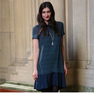 Madewell Dark Teal Short Shelve Drop Waist Shift Dress